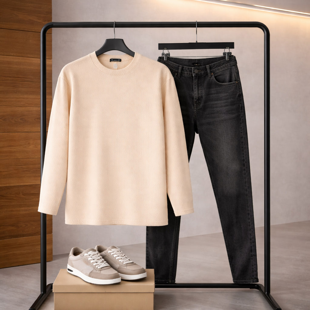 بلوز مردانه آستین بلند کرم مدل Atra