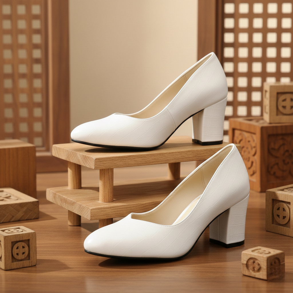 کفش مجلسی زنانه پاشنه 7 سانتی مدل روژان-سفید