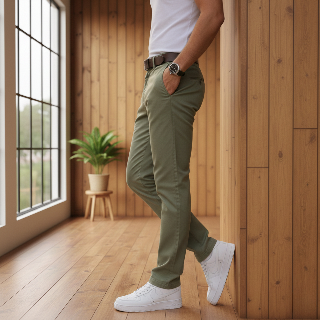 شلوار مردانه بنگال کش دم پا ساده مدل Behnam-سبز