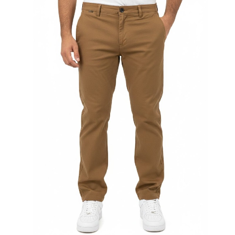 شلوار مردانه بنگال کش دم پا ساده مدل Behnam-خاکی