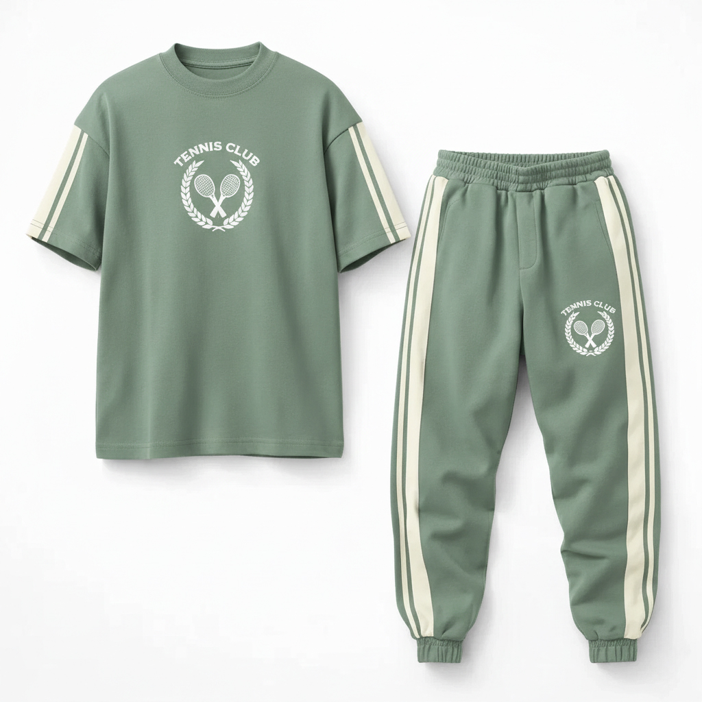 ست تیشرت و شلوار مردانه بنگال کش مدل Atrin-سبز