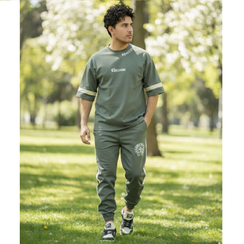 ست تیشرت و شلوار مردانه بنگال کش مدل Salar-سبز